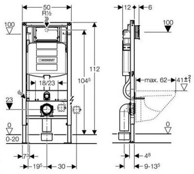 Geberit Duofix fali WC-szerelőelem, 112 cm, Sigma 12 cm-es falsík alatti öblítőtartállyal 111.300.00.5 - Image 2