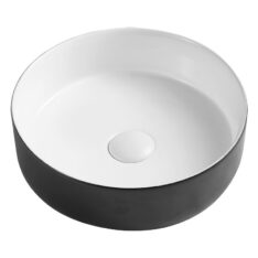 Wellis Rose B&W Pultra építhető porcelán mosdó, Matt fekete- fehér