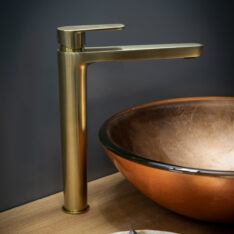 RamonSoler - 3602OC Alexia S2 mosdócsaptelep, XL-es méret, Szálcsiszolt arany, Lefolyógarnitúra nélkül