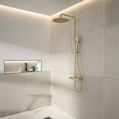 RamonSoler - 935412RP300OC Blautherm Termosztátos zuhanyrendszer, Szálcsiszolt arany