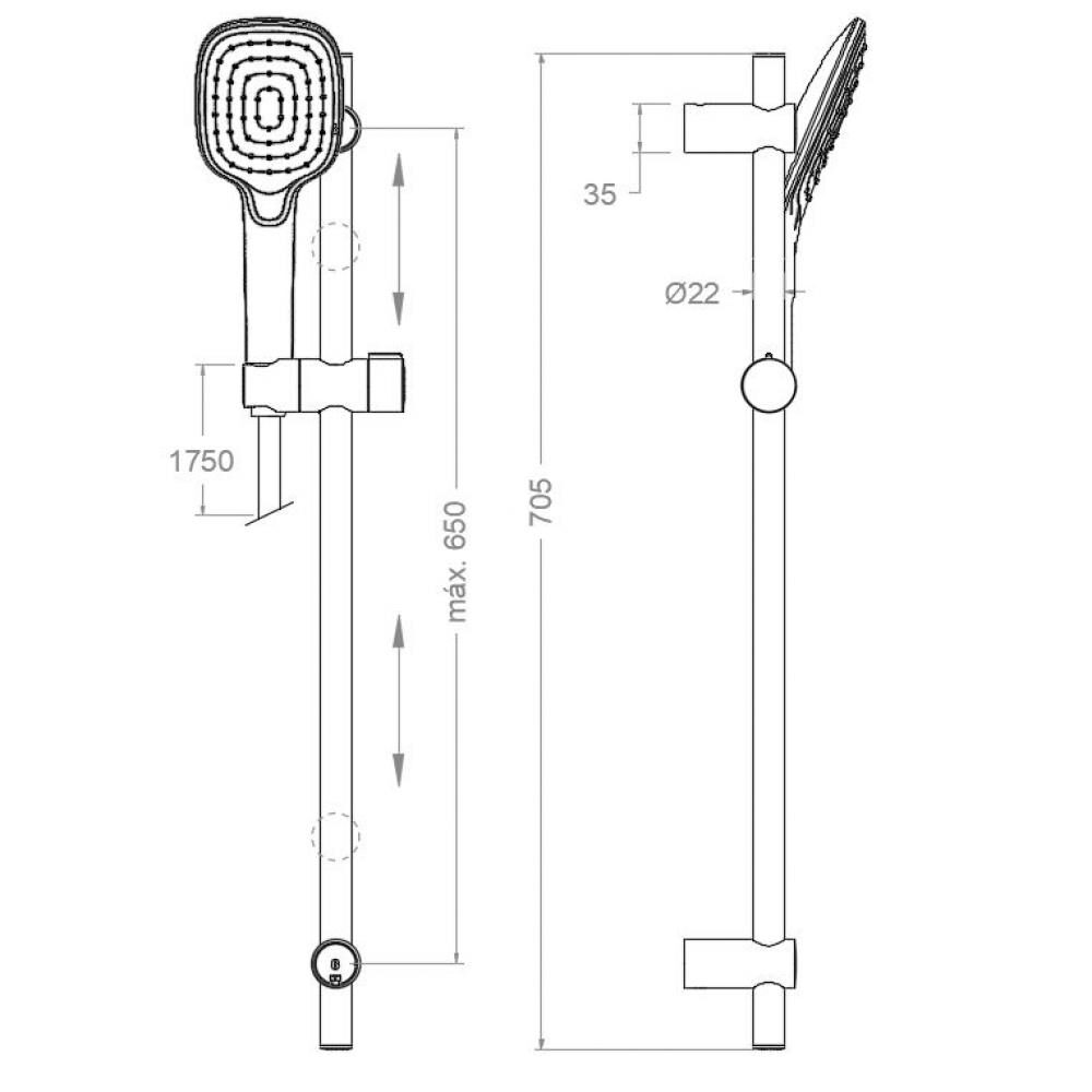 RamonSoler - 377303Q3OC Hidrotherapy zuhanyszett, Szálcsiszolt arany - Image 2