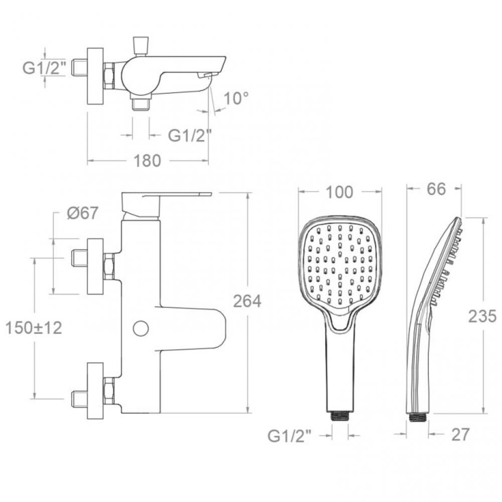 RamonSoler - 360501Q3OC Alexia kádtöltő + zuhanyszett, Szálcsiszolt arany - Image 2