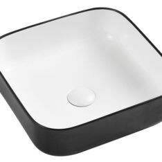 Azalea matt fekete-fehér pultra építhető porcelán mosdó