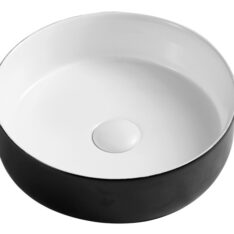 Rose matt fekete-fehér pultra építhető porcelán mosdó